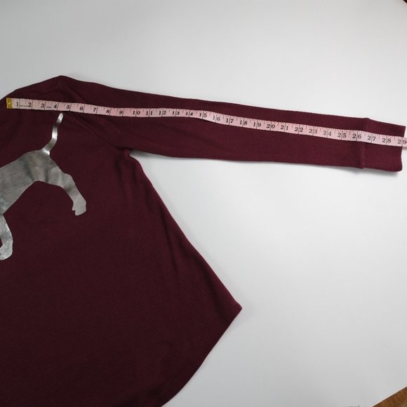 NWT Victoria's Secret PINK Burgundy Long Sleeve Waffle Knit Crop Thermal L NEW - Picture 11 of 12